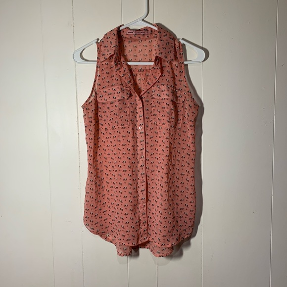 next Tops - Pink Owl Button Up Top